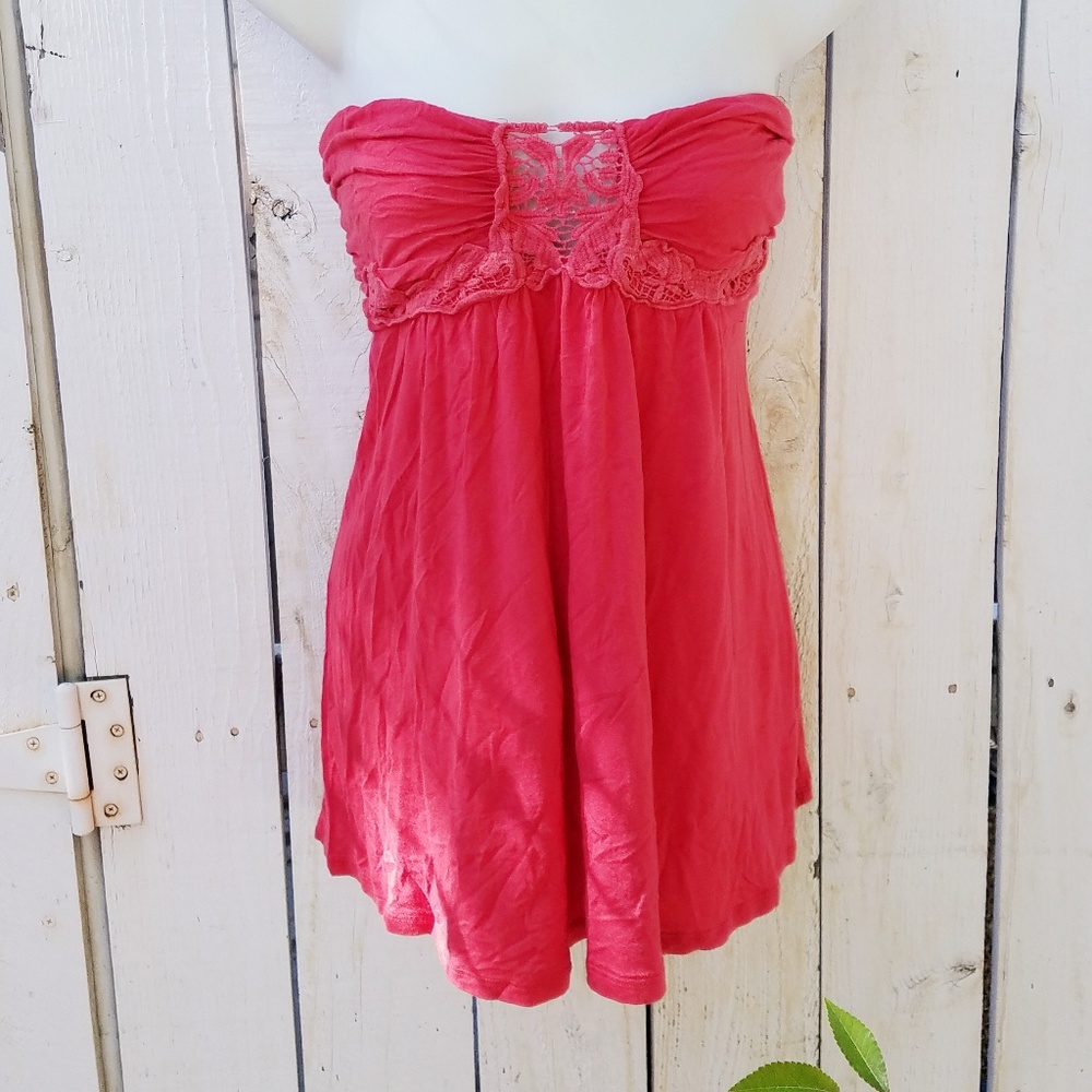 Plus Coral Lace Tube Top